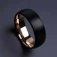 thumbnail image 2 of Wedding Rings Men & Women 8mm Domed Black & Rose Gold Tungsten Wedding Band, 2 of 3