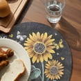 thumbnail image 4 of Round Placemats Sunflower Leaves 15 inch Set of 6 Table Mats for Dining Table Butterfly Plant Black Heat Resistant Non-Slip Kitchen & Home Decorative Place Mat Set, 4 of 8