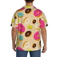 thumbnail image 3 of Uemuo Donuts Pattern Cotton Linen Short Sleeve Shirts,Casual Lightweight Button Down Shirts,Vacation Beach Summer Tops-Large, 3 of 7