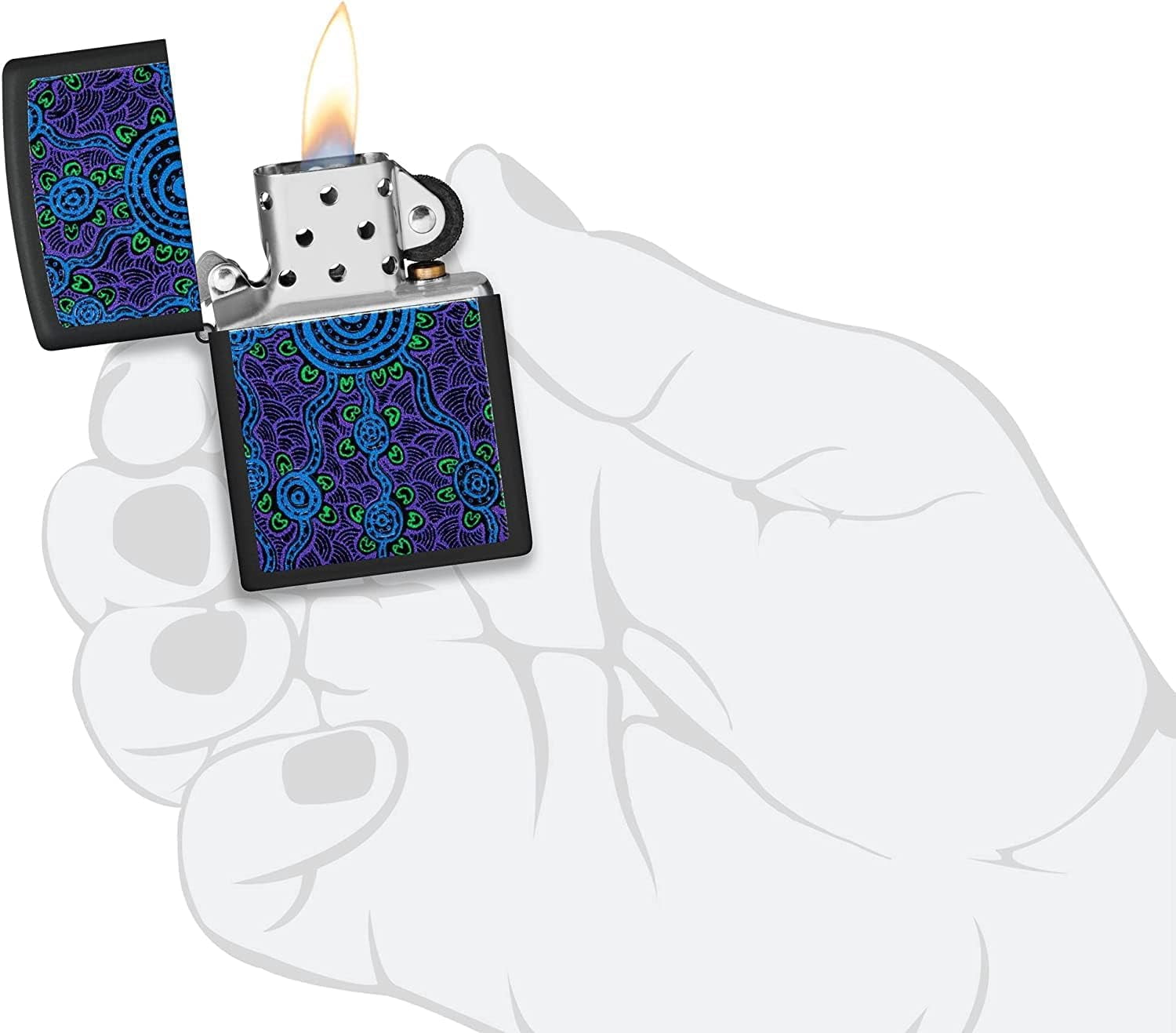Zippo Lighter - Personalized Custom Message Engraved on Backside John Smith Gumbula Design Windproof Lighter (Gumbula Black Light #48625)