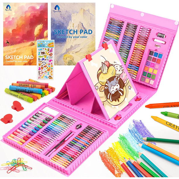 276 PCS Art Supplies Drawing Art Kit for Kids Adults Set with Double Sided  Trifold Easel Box with Oil Pastels, Crayons, Colored Pencils, Paint Brush
