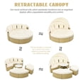 thumbnail image 4 of Patio Furniture Round Outdoor Sectional Sofa Set Rattan Daybed Two-Tone Weave Sunbed with Retractable Canopy, Separate Seating and Removable Cushion, Beige, 4 of 9