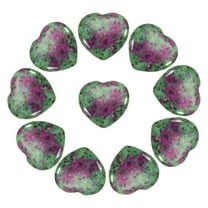 Uxcell 10Pcs Natural Heart Shaped Crystal Stone, 0.8" Polished Love Gemstone Crystal, Pocket Rock Engraved Worry Stones for Women Valentines Gift Meditation 0.2" Thick, Zoisite