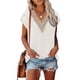 thumbnail image 2 of Verano de las mujeres con cuello en V Camiseta de manga corta de encaje Moda Beach Tops Streetwear, 2 of 5