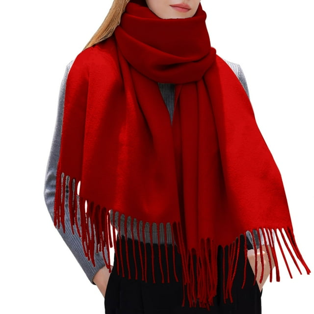 Kcodviy Women's Winter Solid Color Scarf Hat Gloves Tassel Shawl Warm Scarf Hat Gloves Men Scarf Gloves Hat Set Light Scarf Gloves Set Men Scarf Hat Gloves Organizer