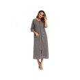 thumbnail image 4 of Women's Pajamas Round Neck Nightgown Short-sleeved Zipper Pajamas Large Size Casual Nightdress, 4 of 8