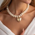thumbnail image 2 of NICKSUN Chunky Heart Necklaces for Women, Colorful Resin Beaded Choker Necklace, Cute Gold Puffy Heart Statement Necklace Trendy Acrylic Choker Jewelry Gift, 2 of 8