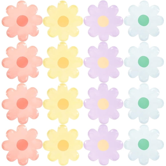 DOITOOL 40Pcs Daisy Flower Shape Disposable Plates 7inch Paper Food Tray Party Dessert Plates