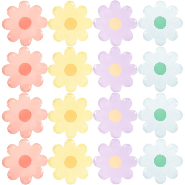 DOITOOL 40Pcs Daisy Flower Shape Disposable Plates 7inch Paper Food Tray Party Dessert Plates