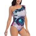 thumbnail image 3 of Sikiie Vintage Camera Splash Art Print Women One Piece Swimsuits Tummy Control One Shoulder Bathing Suits Ruffle Swimwear, From S to XXL-Large, 3 of 6