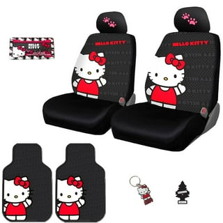 Hello Kitty Car Seat Cover and Accessories - DESIGNER CAR SEAT COVER SET  INCLUDES: ☑2 Front Seat Saddle Covers ☑2 Front Seat Back Covers ☑1 Rear Seat  Three-person Saddle Cover ☑1 Rear