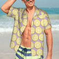 thumbnail image 3 of Fotbe Yellow Lemon Slices Hawaiian Shirt for Men Unisex Summer Beach Casual Short Sleeve Cotton Linen Button Down Shirts-Medium, 3 of 5
