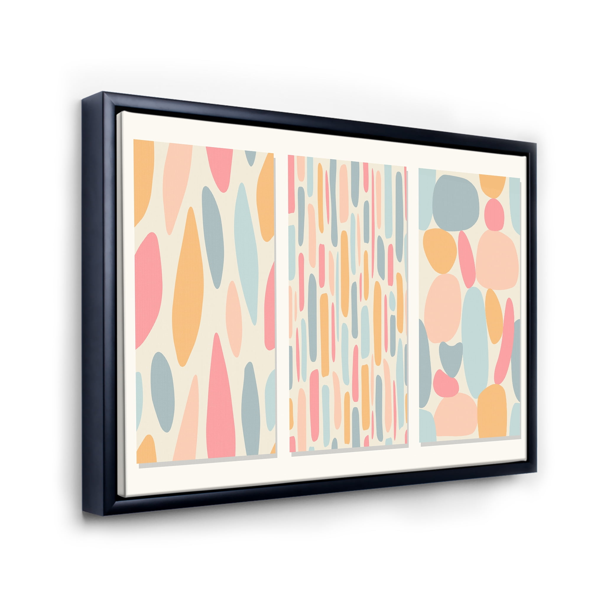 Designart 'Patchwork of Pastel Organic Shapes' Modern Framed Canvas Wall Art Print