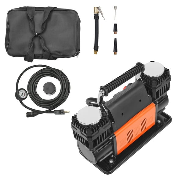 KFFKFF Dual-Cylinder Air Compressor, Efficient 30-Second Inflation, 10.6 CFM | Portable 12V 150PSI, Suitable for Trucks, Cars, SUVs, 4x4s, RVs, Includes Adapters