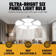 Bell + Howell Hex Bulb E26 LED Ultra Bright 6 Panel Light Bulb, Socket Light, Adjustable Shop Light Ceiling Light, No Wiring Needed, 60 Watts