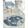 thumbnail image 3 of Unique Loom Outdoor Coastal Collection Area Rug - Helm (4' Round Navy Blue/Ivory), 3 of 9