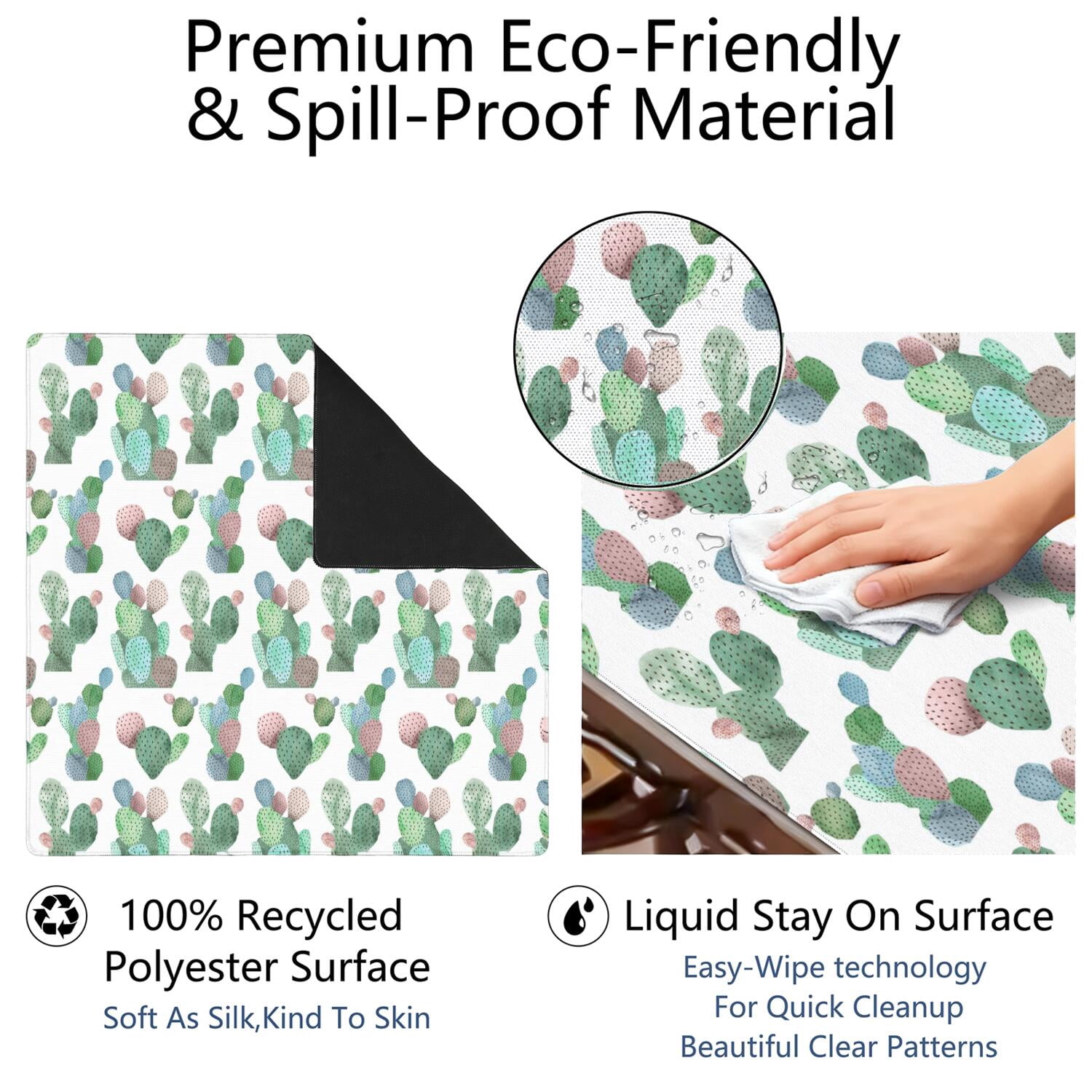 31.5 Inch Square Botanical Table Pad Made of Premium Rubber Material with Anti-Slip Non-Slip Grip and Noise Reducing Features for Board Games Cards
