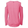 thumbnail image 3 of Eyelet Cold Shoulder T-Shirt, Casual Long Sleeve Top For Spring & Fall, Women's Clothing, 3 of 3