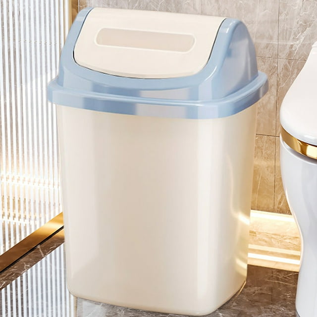 Staron Bathroom Trash Can with Lid, Small Garbage Trash Can with Press Lid, Plastic Garbage Cans for Kitchen Toilet Office Bedroom Living Room