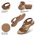 thumbnail image 4 of Littleplum Women's Bohemian Orthopedic Wide Sandals with Arch Support Rhinestone Flat Summer Shoes for Women,Brown,Size 6, 4 of 8