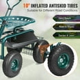 thumbnail image 4 of VEVOR Rolling Garden Cart with Seat, 360°Rotating Garden Stool for Planting, Wagon Scooter with Steering Handle & Utility Tool Tray, Suitable for Patio, Yard, and Outdoors, Green, 4 of 8