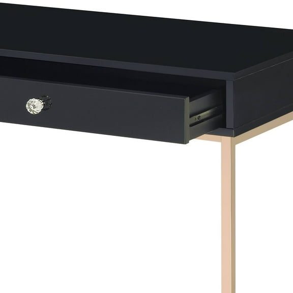Newboti Furniture Ottey Black High Gloss & Gold Finish Writing Desk 04039