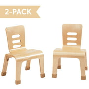 ECR4Kids 10" Bentwood School Stacking Chair for Students, Natural Wood Finish | 2-Pack