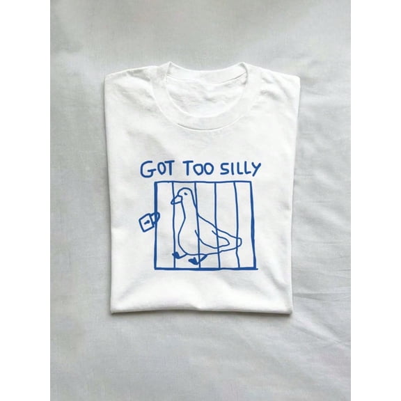 Got Too Silly Funny Duck In Cage Graphic T‑Shirt, Humor Casual Short Sleeve Unisex Tee