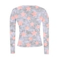 thumbnail image 4 of Aueoeo Women's Casual Shirts Round Neck Long Sleeve Star Printing Blouses Trendy Slim Tight Fitting Pit Top, 4 of 6