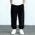 thumbnail image 4 of JIA JIA SHUANG Kids Corduroy Pants Fall Winter Drawstring Elastic Waist Trousers Casual Plain Loose Fit Cinch Bottoms Pants(Black,3-4 Years), 4 of 6