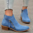 thumbnail image 2 of Suede Ankle Boots for Women Casual Round Toe Low Stacked Heel Zip up Business Work Dress Fall Booties, 2 of 5
