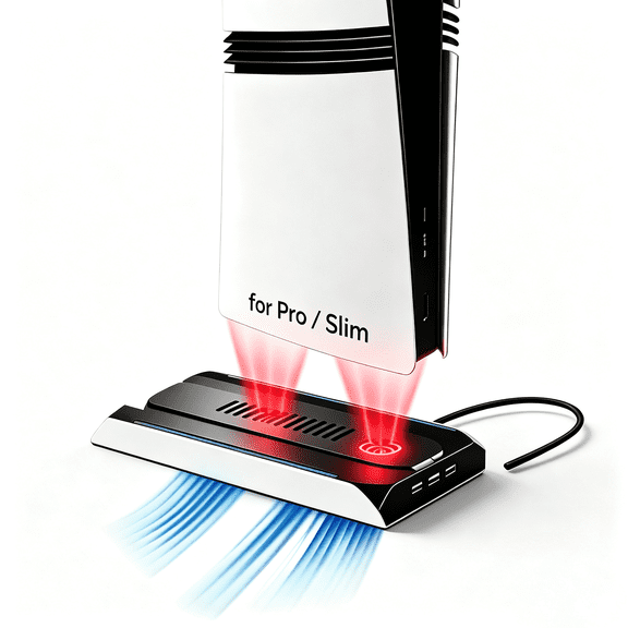 For Vertical Cooling Stand Compatible with PS5 Slim and PS5 Pro Console, Cooling Fan Dock with RGB Light 3 Speed Adjustable Cooler with 3 USB Ports