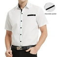 thumbnail image 3 of NeedBo Men's Dress Shirts Regular Fit Short Short Sleeve Business Casual Button Down Shirt, White Size M, 3 of 7