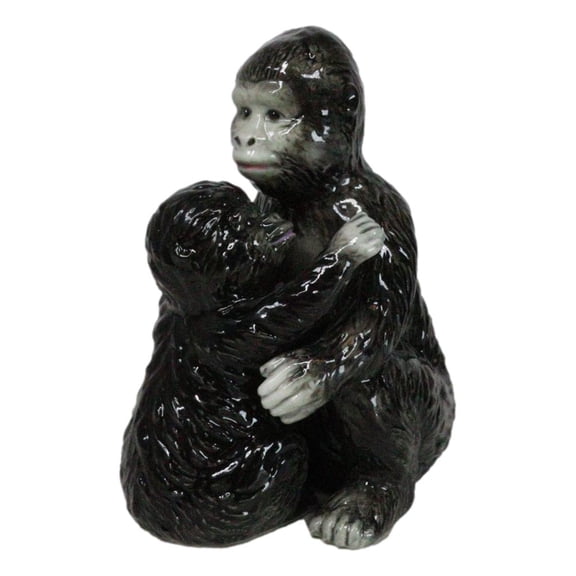 Jungle Rainforest Wildlife Gorilla Ape And Baby Ceramic Salt And Pepper Shakers