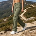 thumbnail image 6 of HomeDM Hiking Pants for Women Straight Leg Outdoor Travel Pants with Pockets Green Water Resistant Athletic Trousers Size M, 6 of 9