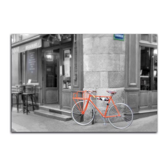 Gango Home Decor Horizontal Orange Bicyclette by Alan Blaustein (Printed on Paper); One 18x12in Unframed Paper Poster