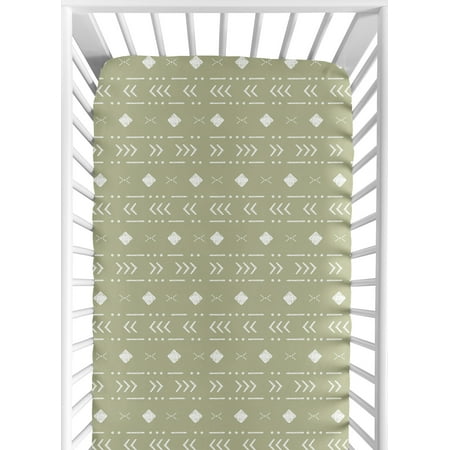 UPC: 0846480090052 | Sweet Jojo Designs Sage Green Boho Tribal Mudcloth Boy or Girl Fitted Crib Sheet Baby or Toddler Bed Nursery – White Woodland Bohemian Southwest Geometric Arrow Gender Neutral Aztec Mud Cloth