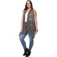thumbnail image 4 of Women's Summer Plus Size Boho Open Front Hippie Crochet Cover Up Sleeveless Draped Shawl, Brown, X-Large/XX-Large, 4 of 7