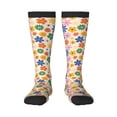 thumbnail image 2 of Picia Women Crew Soft Moisture-wicking Socks Groovy Daisy Flowers Pattern Design Cotton Socks, One Size fit All, 2 of 9