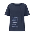 thumbnail image 4 of GaThRRgYP Clearance Clothes under $5.00,Women Casual Cotton and Linen Top Ocean Fish Printed Short Sleeve Button Tunic T-shirt Blouse Tops Navy L, 4 of 4