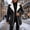 Black, variant on Women Sherpa Lined Denim Coat Long Sleeve Lapel Collar Mid Length Button Down Warm Winter Jean Jacket Casual Outerwear