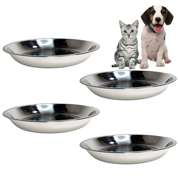 Pet Bowl kathson, 4 unidades, acero inoxidable, con relieve para bigotes, 22 cm