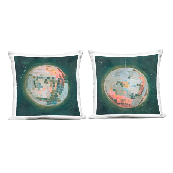 Stupell Industries Disco Balls with Vivid Hues Design by Grace Popp Outdoor Printed Pillow (Set of 2)