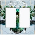 thumbnail image 6 of Metal Light Switch Plate Cover Unique Teal Floral Beetle Blue BUT017, 6 of 13