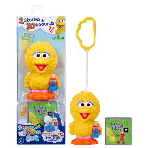 Little Tikes Story Dream Pals Sesame Street Big Bird, Interactive Story Telling 4” Figure with Bonus Story Cartridge, Talks, Lights Up, Key Chain, Ages 3