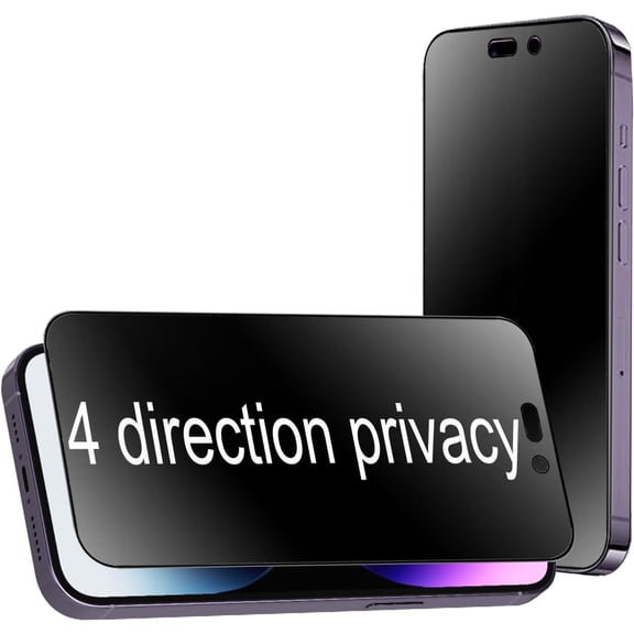 2 Pack 360 Degree Anti-glare Privacy Tempered Glass for iPhone 14 Pro Anti-Spy 4 Directions Matte Screen Protector Film 4 Sides Anti-Peeping 6.1 inch