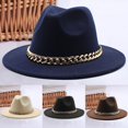 thumbnail image 2 of Hat Big Chain Wide Brim Autumn Winter Sun Protection All Match Felt Cap for Daily Wear, 2 of 10