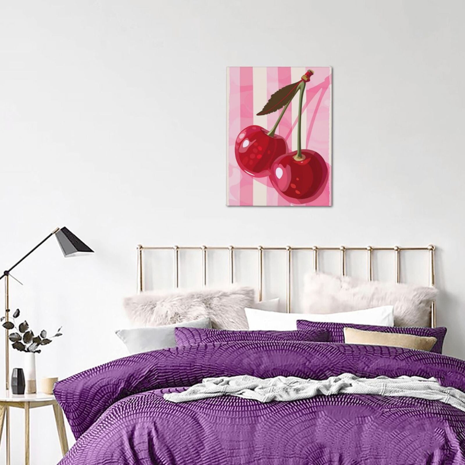 12x16 inch Canvas Hanging Picture Red Cherry,Rustic Home Living Room,Yard,Bathroom,Study Wall Decor Paintings Prints,Funny Gift For Cherry Enthusiast,Modern Art Red Cherry Decor Canvas Poster