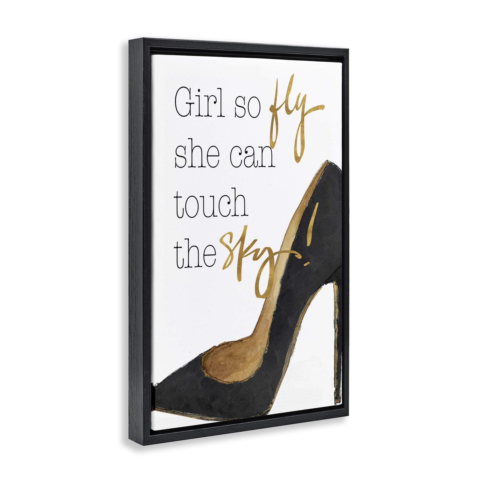 Stupell Industries Touch The Sky Phrase Beauty & Fashion Painting Black Floater Framed Art Print Wall Art, 21 x 31