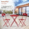 thumbnail image 6 of Alpine Corporation Floral 3-Piece Outdoor Weather-Resistant Steel Patio Bistro Set, Red, 6 of 13